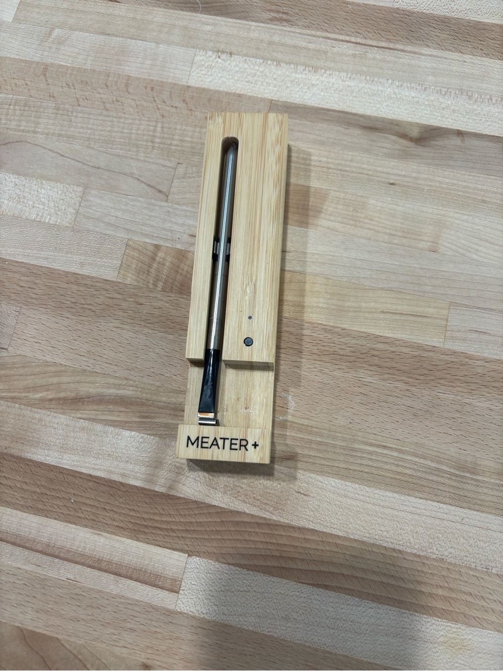 Wireless Smart Meat Thermometer with Bamboo Charging Dock - Silver